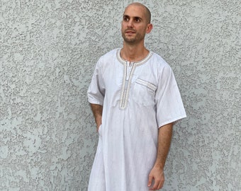 Men's Summer Kaftan, Short sleeve Men's kaftan, Cotton men caftan, caftans for men,  men clothing, gift for men, husband gift, gift for him