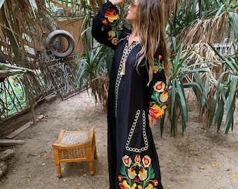 Long Grey dress long sleeve long sleeve long maxi dresses 1980s dress Caftan Kaftan dressdressBlack long sleeve dress MOLIMARK