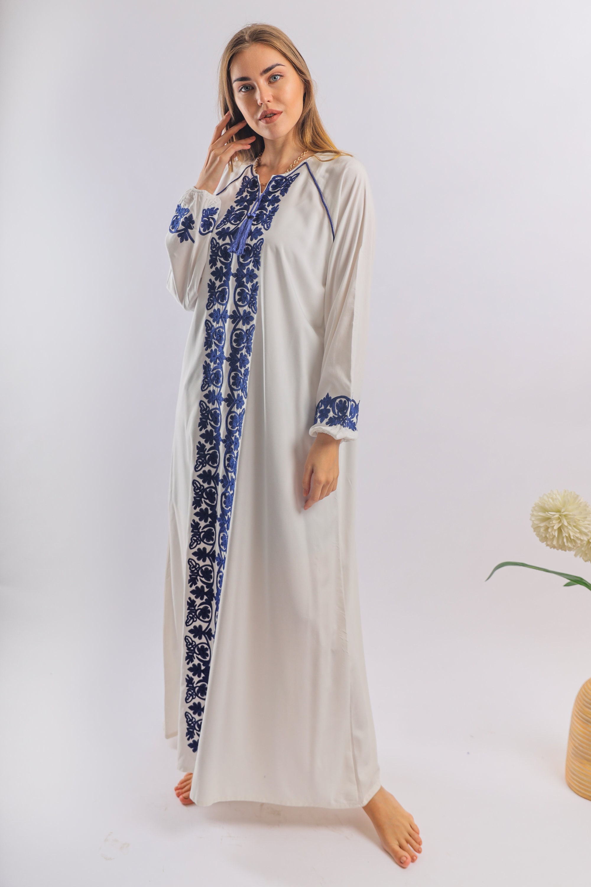 white cotton caftan