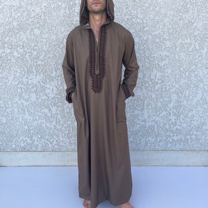 Brown Cotton Mens Kaftan, Luxurious Cotton Men's caftan, Men's kaftan,  caftans for men, men clothing, gift for men, husband, gift for him