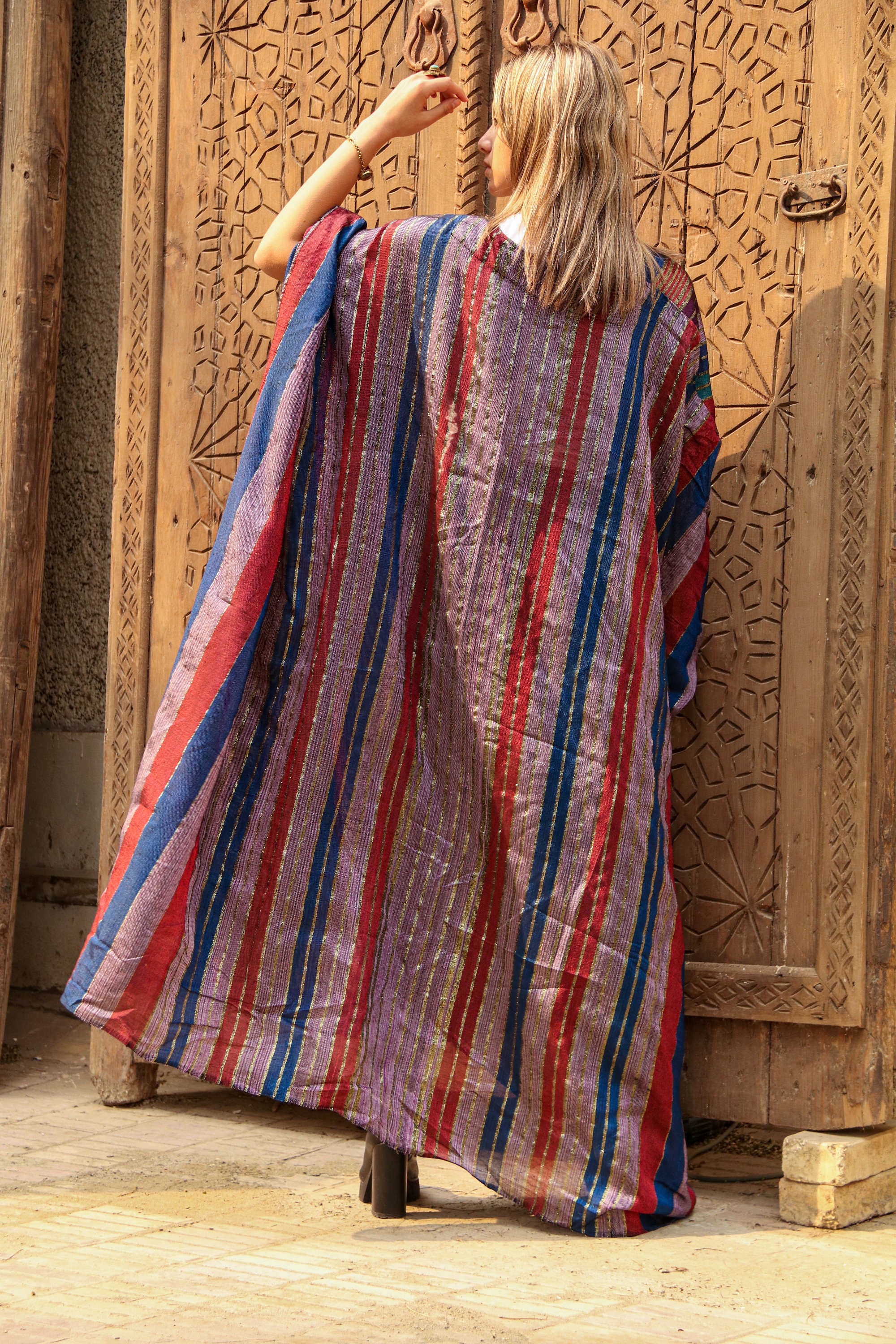 Stunning colorful hand loomed Silk Abaya with gold threads | Etsy