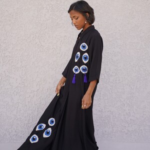 Black eye of horus caftan, embroidered Cotton caftan, African women clothing, Boho caftan dress, caftans for women, Boho summer caftan