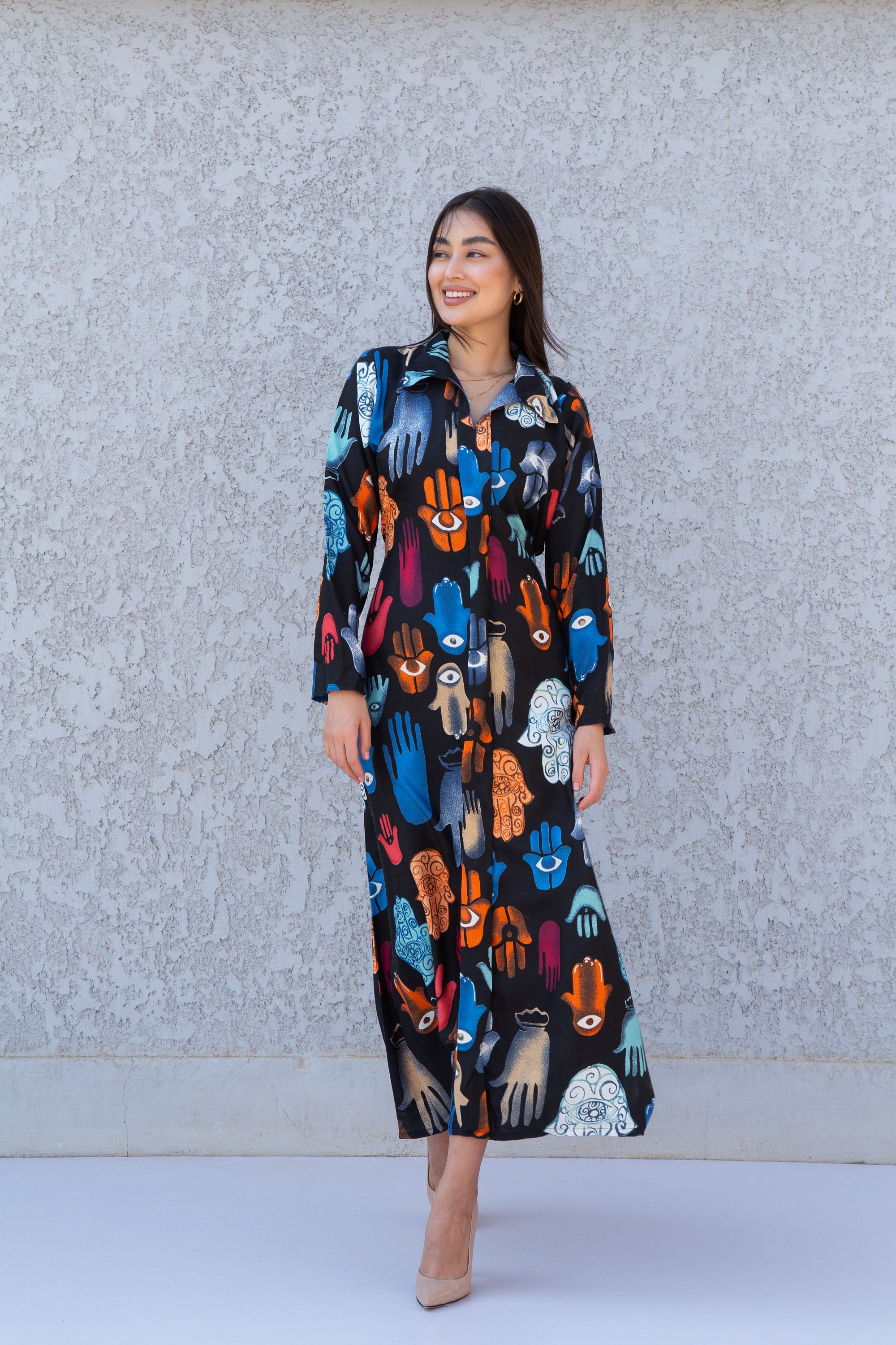 chinese dress ladies Evil Eye Print Dress  Taikee