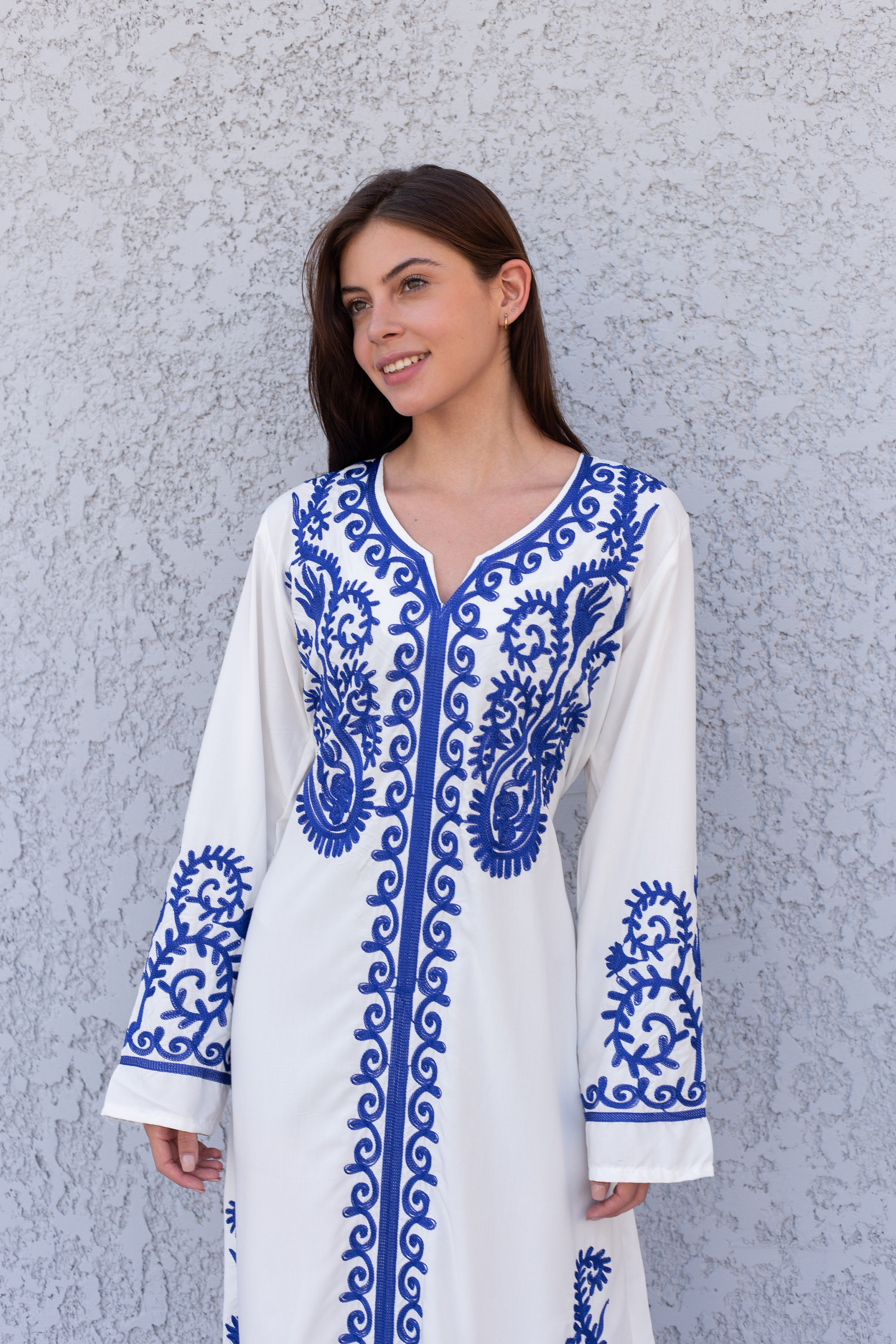 White Maxi Dress Blue Embroidery - Etsy Sweden White Maxi Dress Blue Embroidery - Etsy Sweden