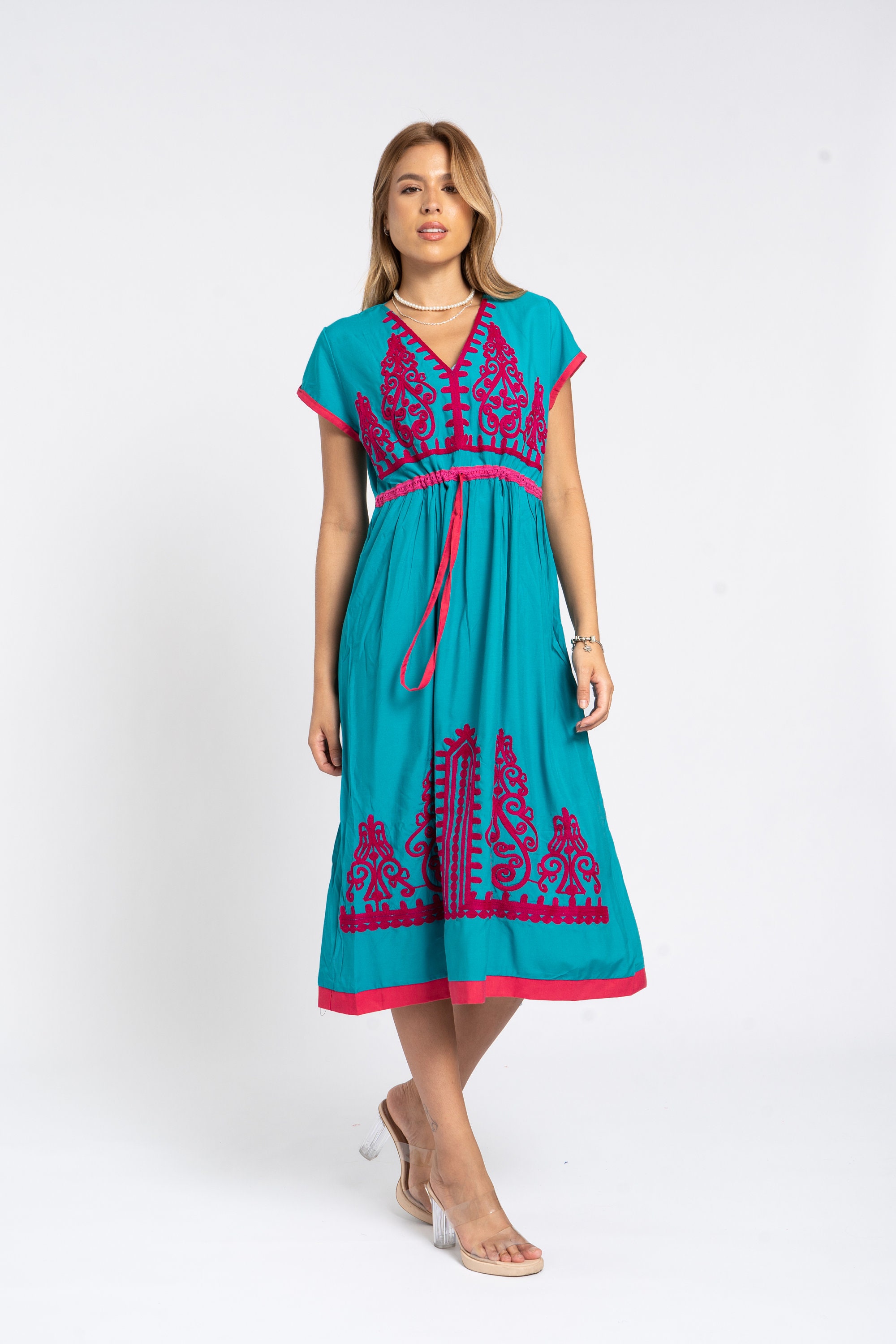 Lungo Abito Caftano Donna Tunica Taglie Forti Hippy Boho Maxi Notte Lungo Abito Caftano Donna Tunica Taglie Forti Hippy Boho Maxi Notte