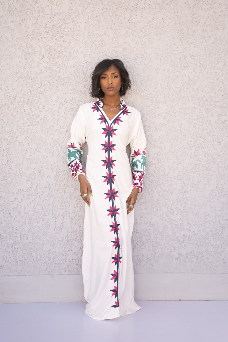 Classy Women's caftan, aqua and white lace main image 0