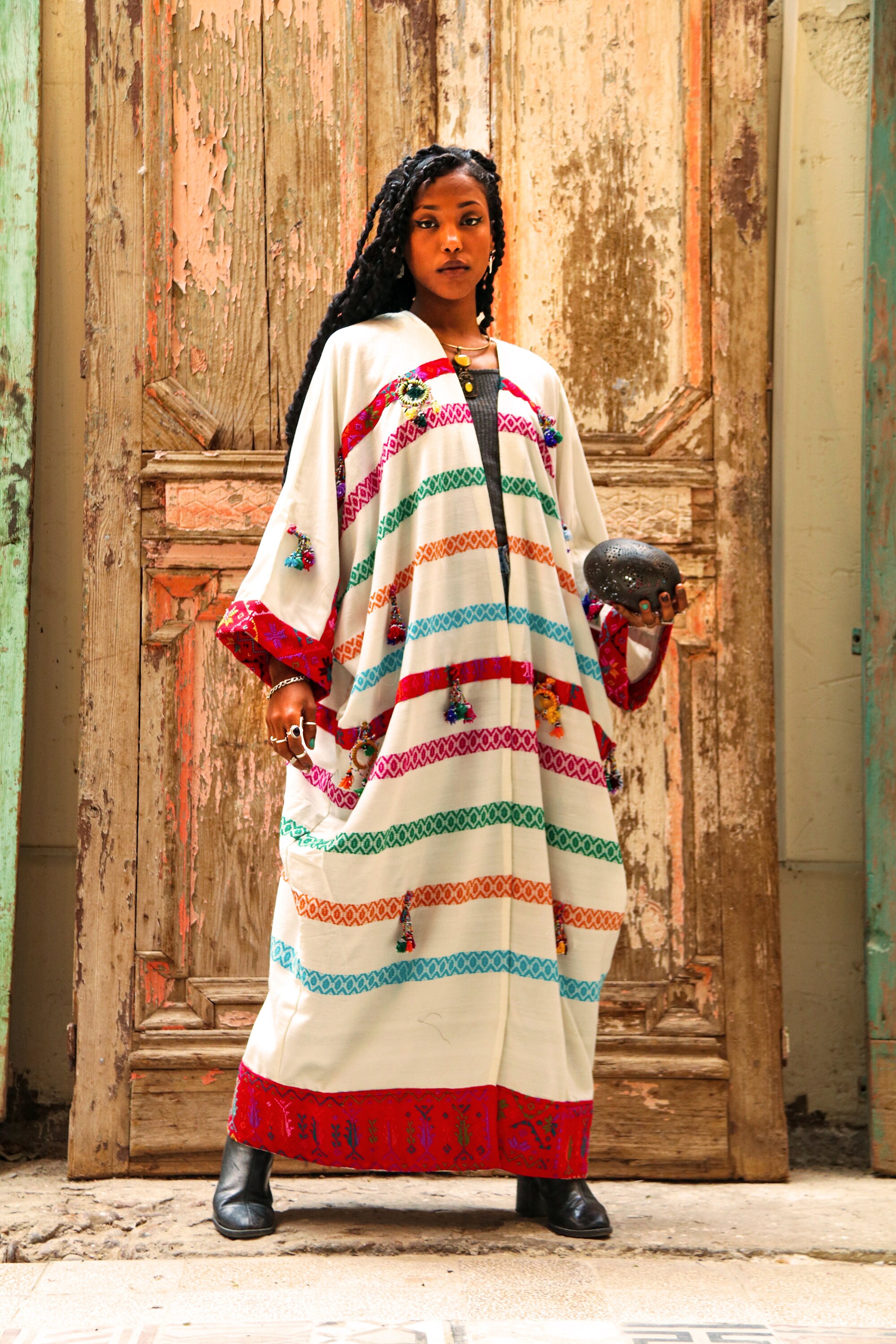 embroidered duster cardigan