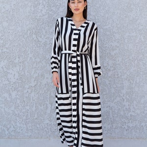 Stylish button up striped kaftan, Striped caftan dress, caftans for women, Boho Kaftan dress, Caftans for women, long summer kaftan, caftan