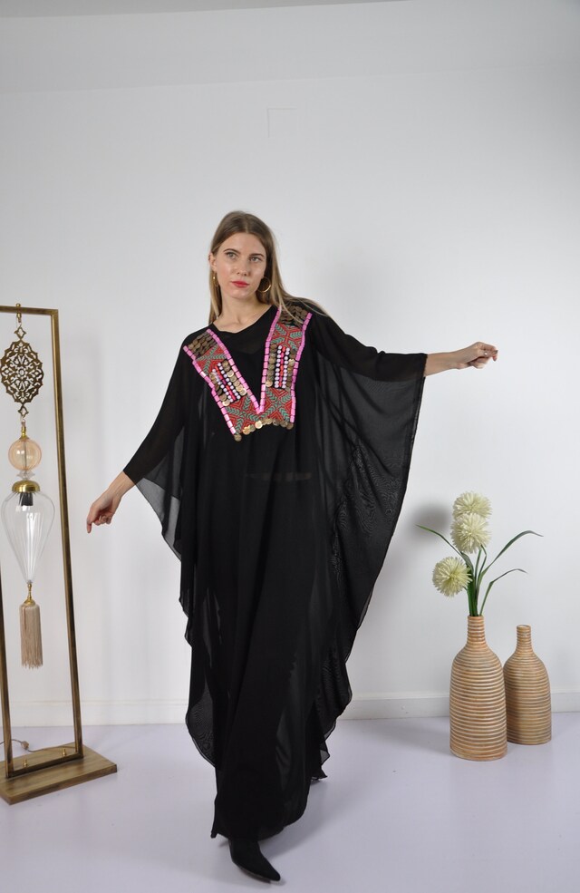 Women Chic Sleeveless White Real embroidery Kaftan Maxi Dress by Gipci