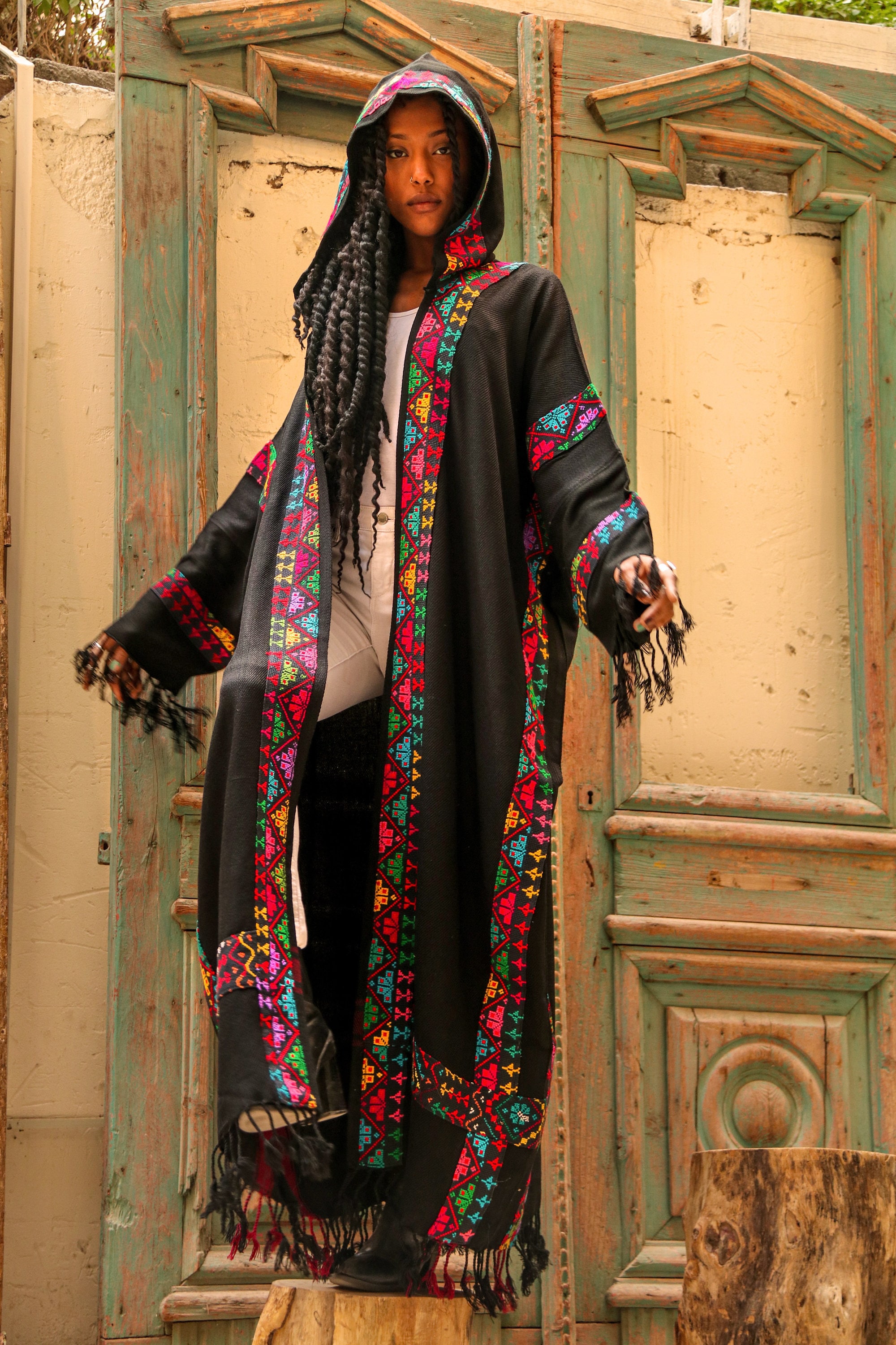何でも揃う Size Plus Winter Boho Kimono, Winter Black Jacket, Kimono Clothing