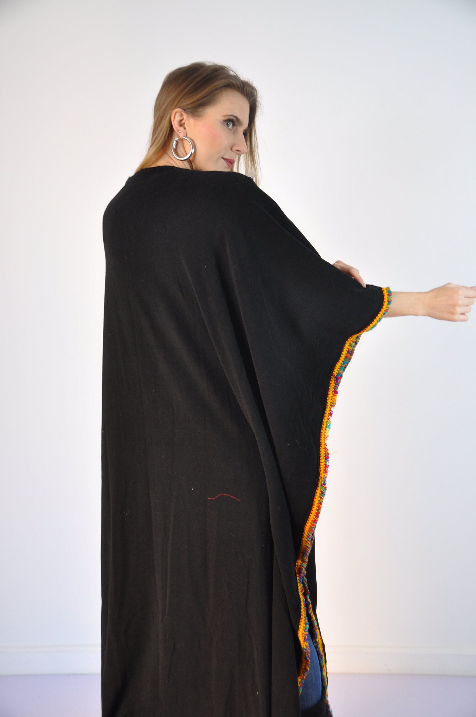 Mid-Century Bedouin Duster Kimono Metallic Thread