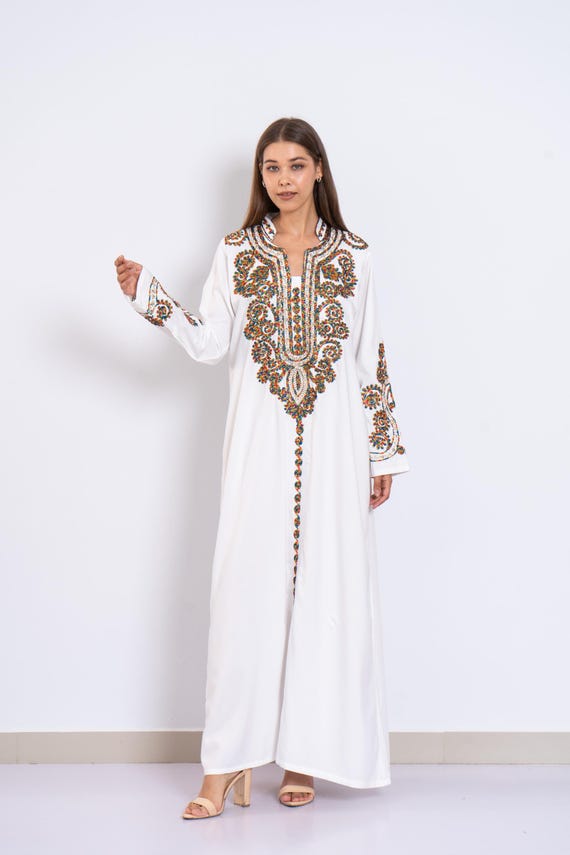 knee length dresses for ladies Bedouin linen blend kaftan dress – The Gallery main image 1