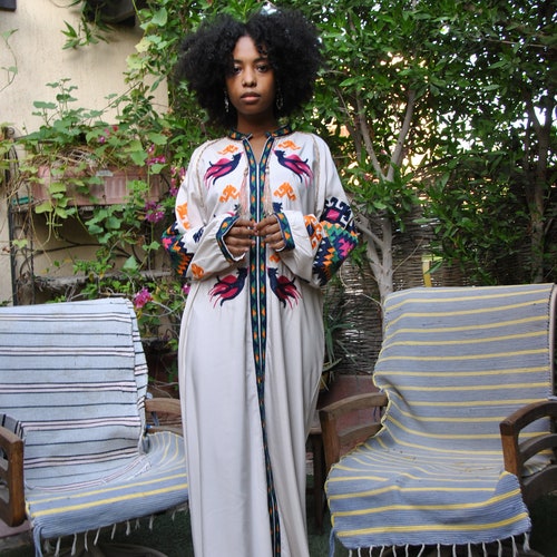 winter kaftan dress Wool Boucle Kaftan Maxi Dress: Long Sleeve Winter Women Dress
