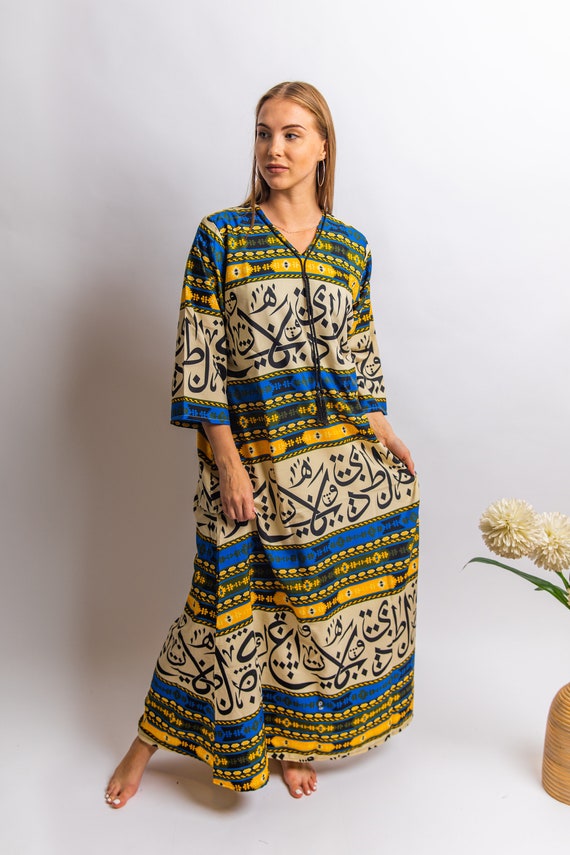 Colorful Arabic Letter Print Caftan 