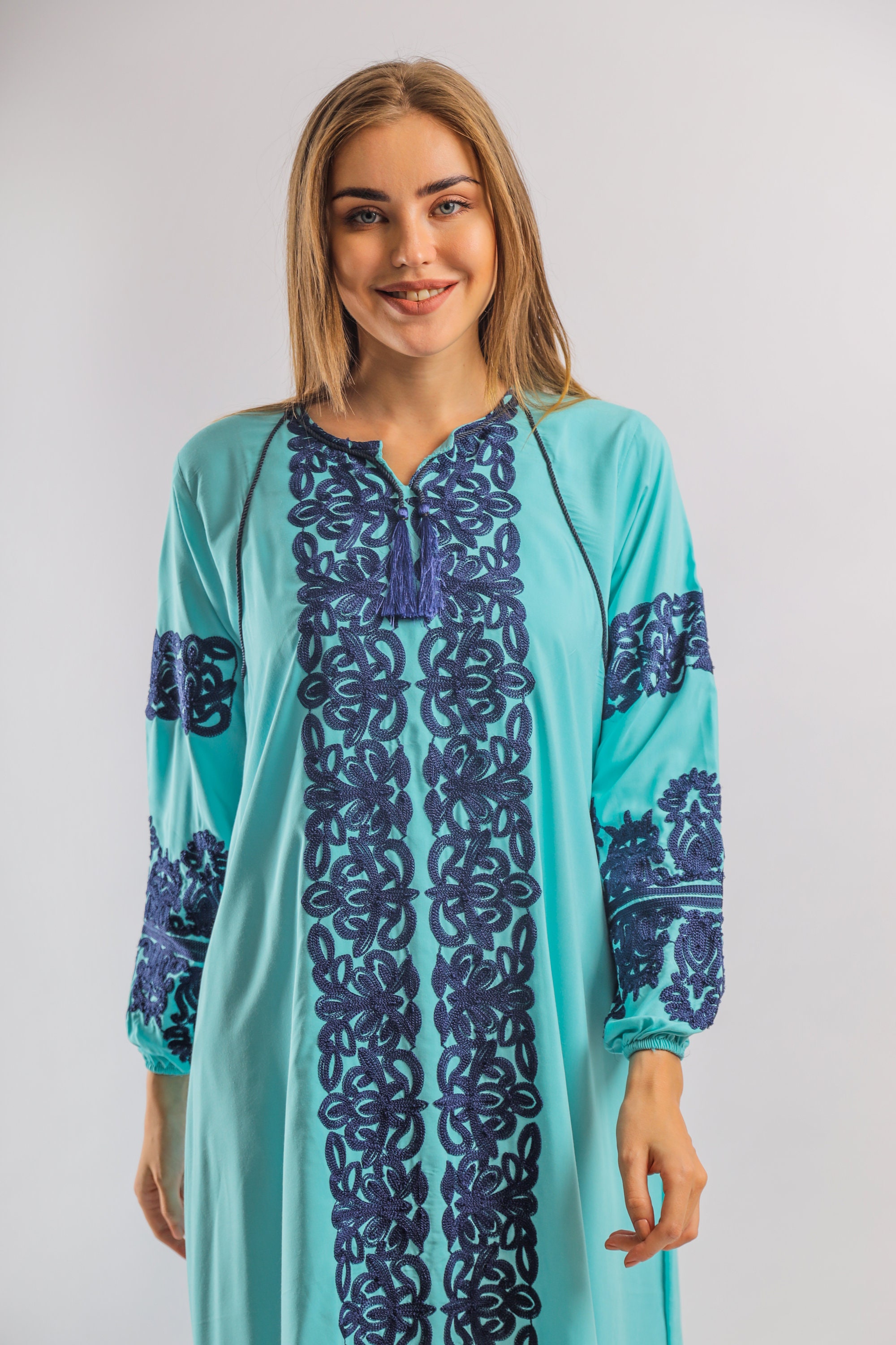 white cotton caftan