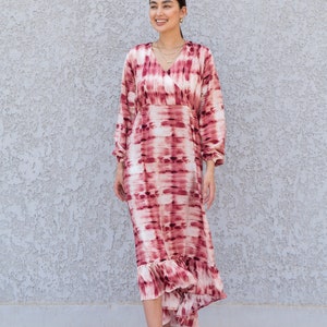 Pink Tie dye print Kaftan Maxi dress, caftan dress, caftans for women, Boho Kaftan dress, Caftans for women, long summer kaftan, 10-23