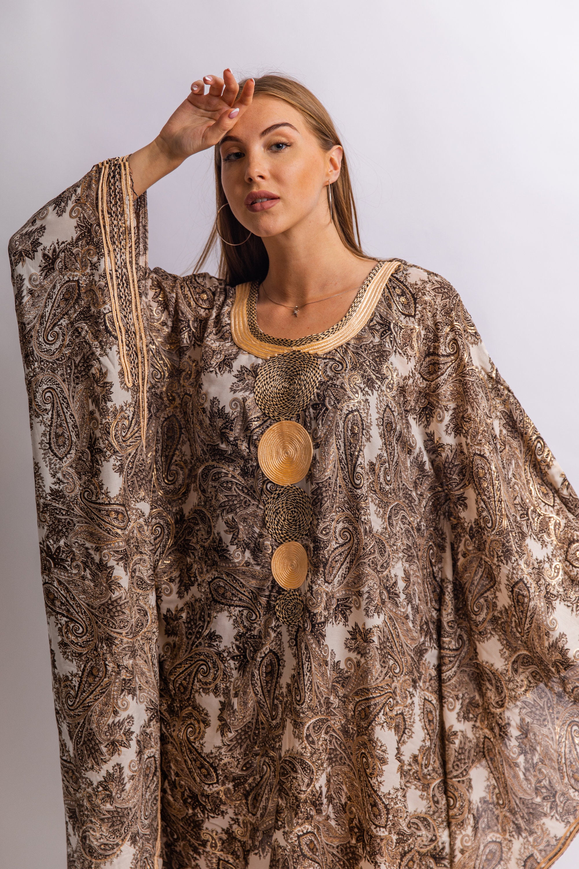 Luxurious brown bohemian caftan plus size caftan dress Etsy