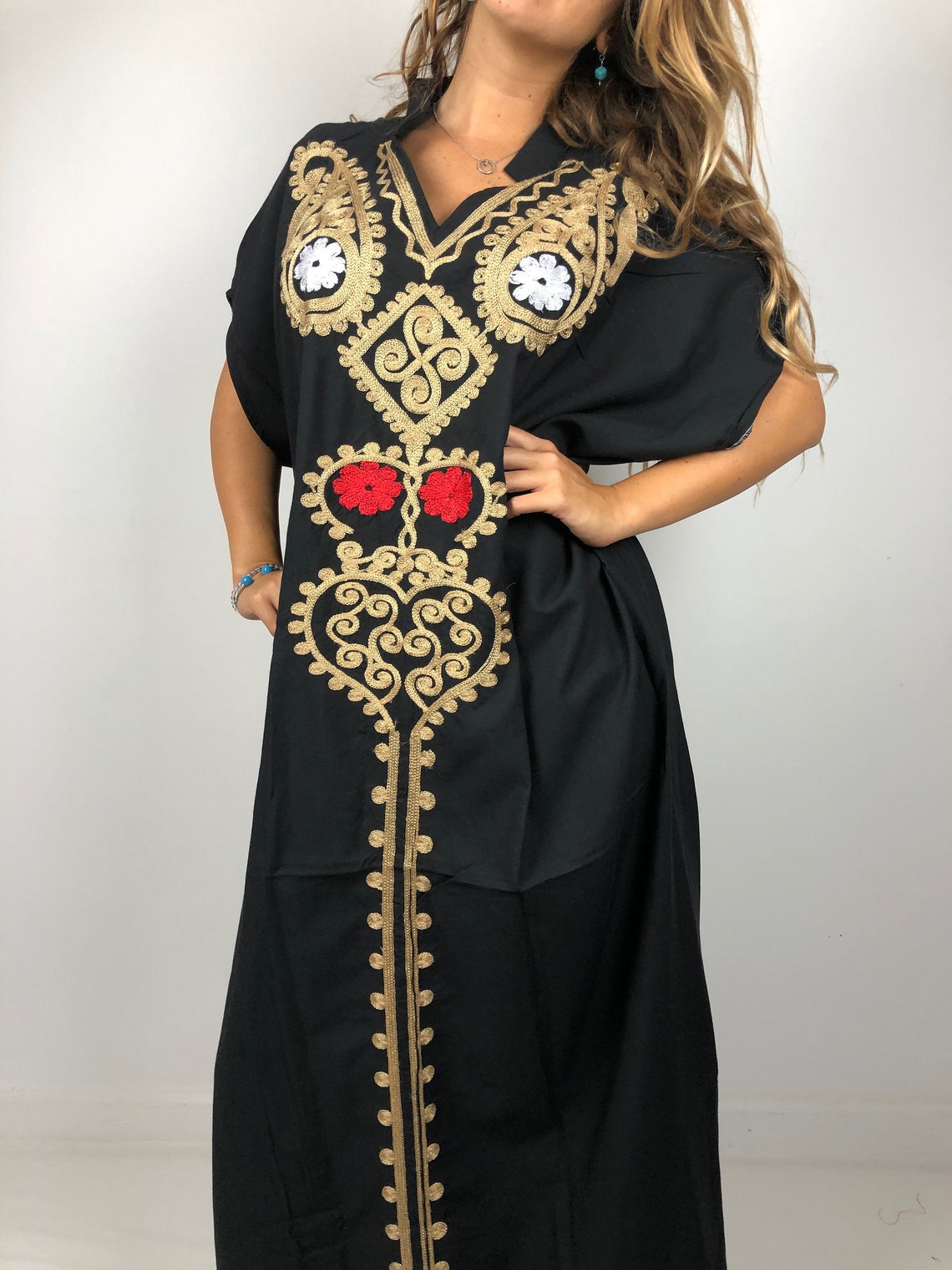 Elegant Black Plus Size Kaftan Maxi Dress Bohemian Plus Size | Etsy
