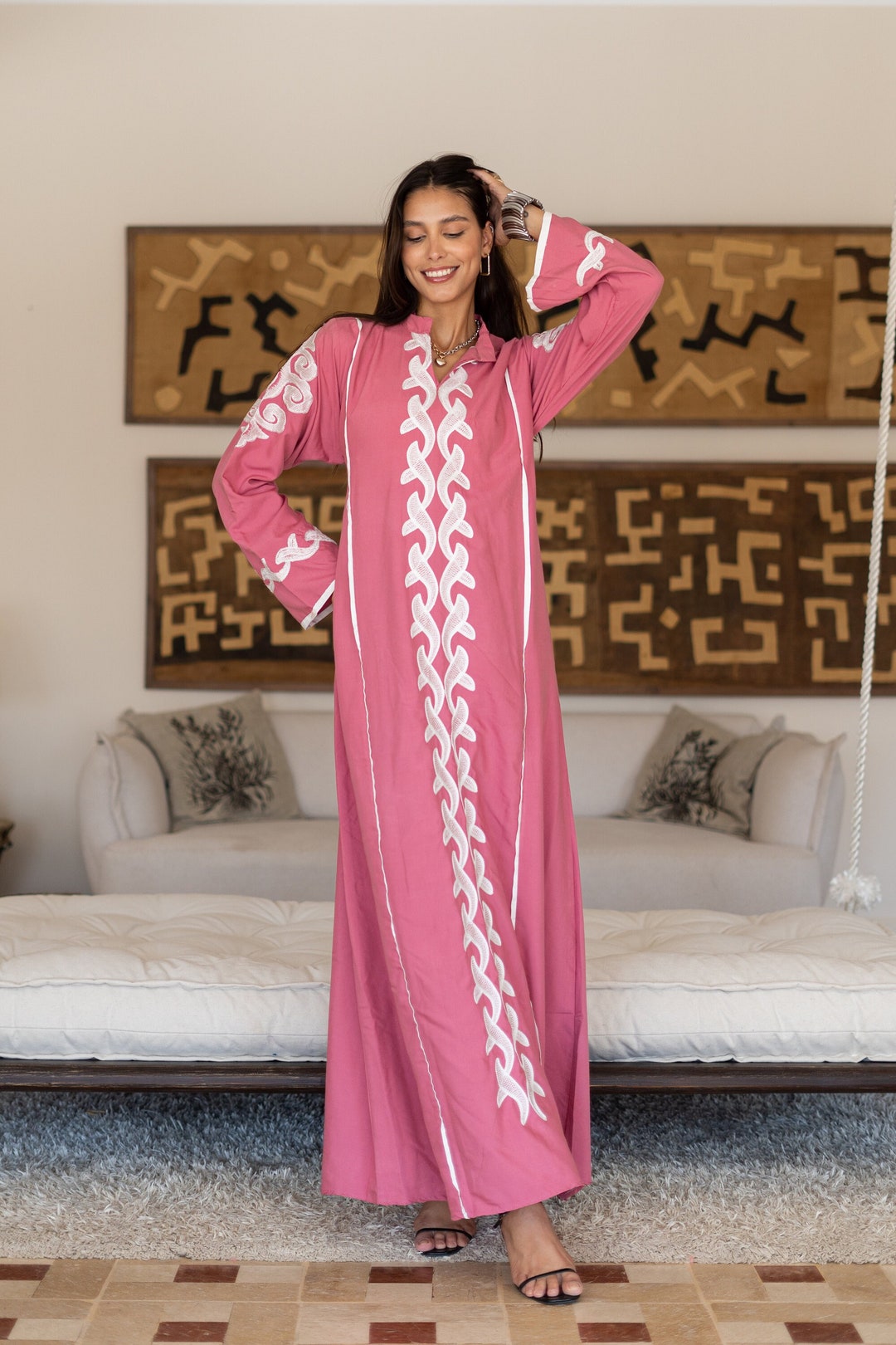 Handwoven Caftan Dress Pink 19 main image 0