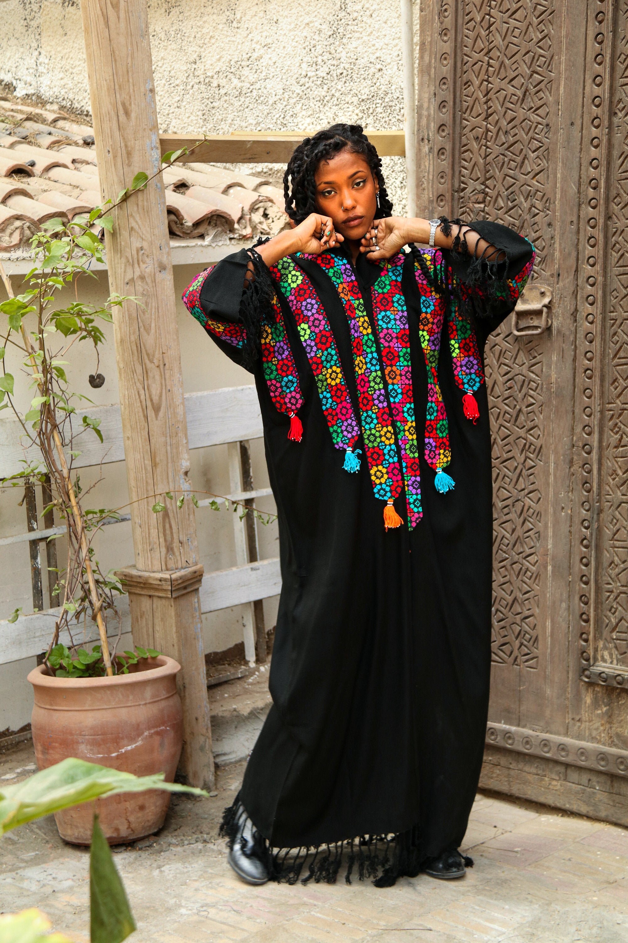 Plus Size Winter Kimono Jacket, Black Winter Kimono, Boho Kimono