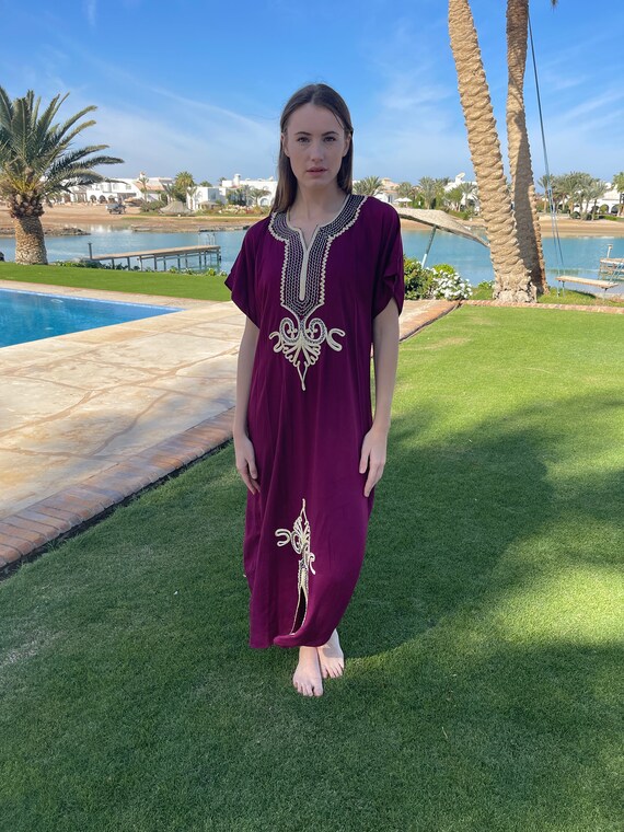 Elegant Burgundy Summer Caftan House 