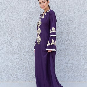 Purple Kaftan with Gold Bead Embellishments