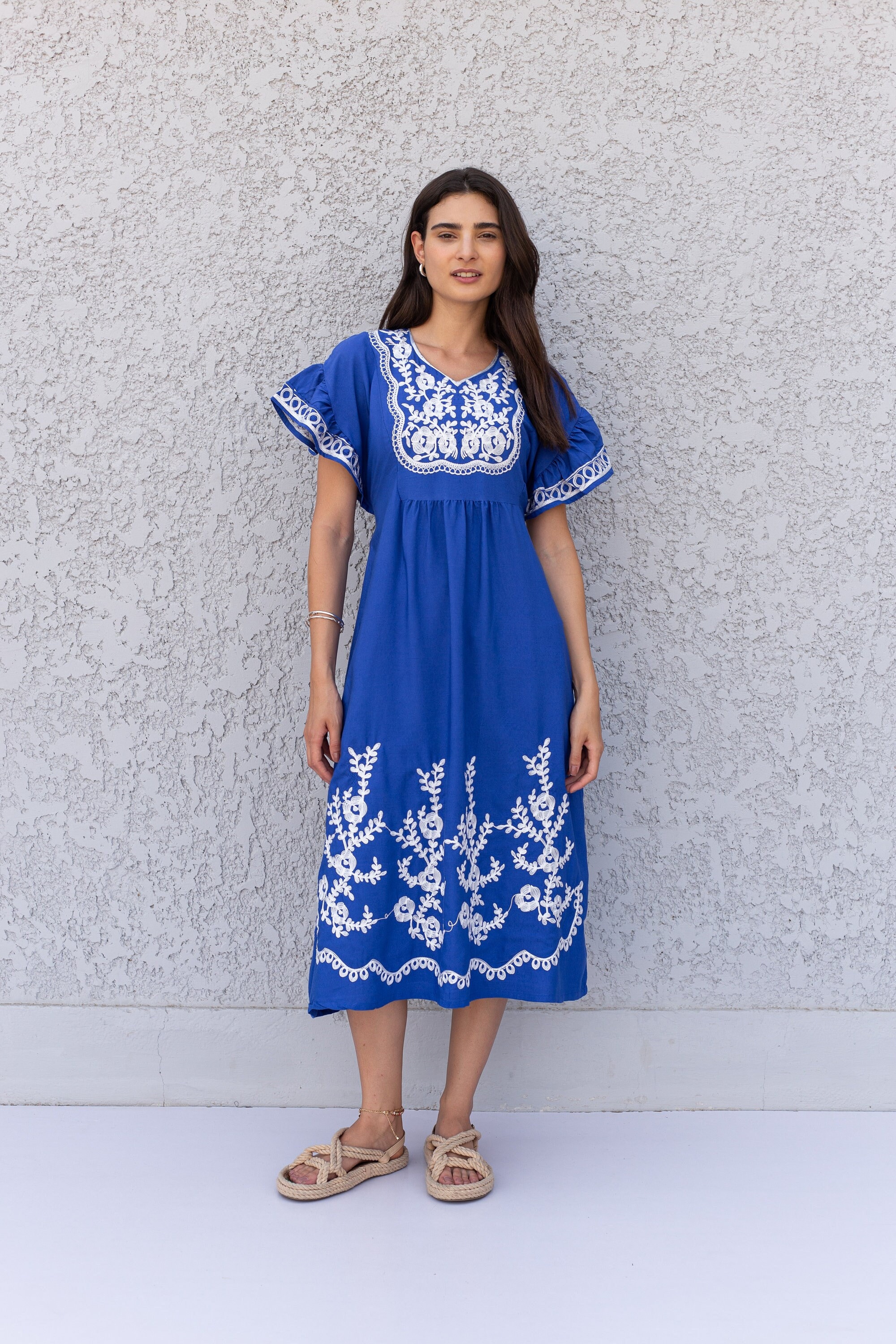green emerald velvet dress Cove Blue Embroidered Tunic Dress | Women's Clothing main image 0