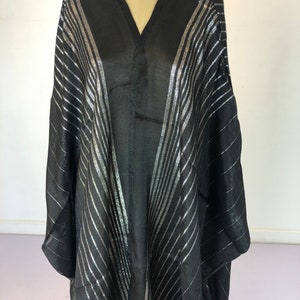 Stunning Black Hand Loomed Silk Abaya With Gold Threads, Summer Silk ...