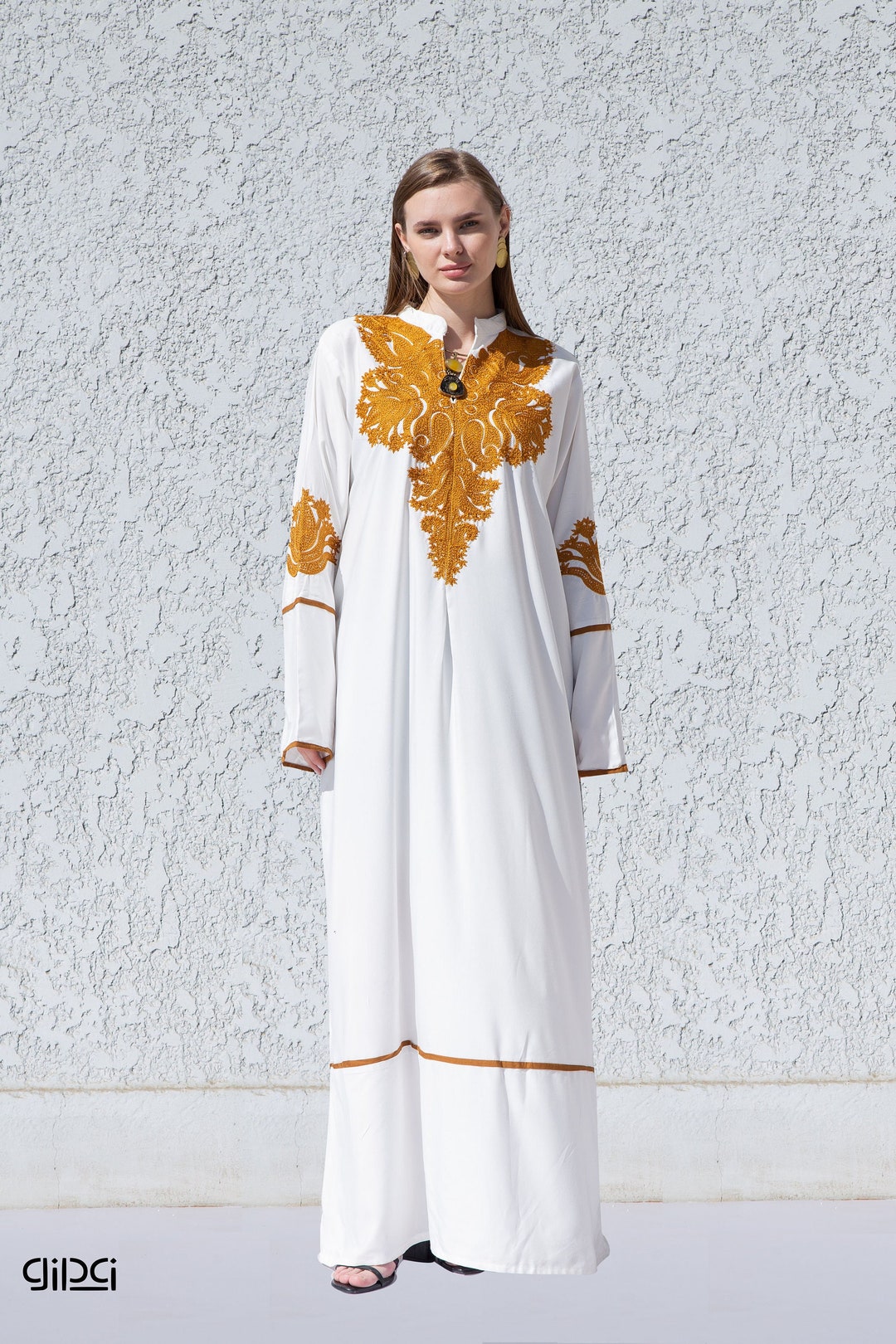 Kaftan Dress Women's Casual Summer with Ethnic Embroidery & Flowy Boho Fit main image 0