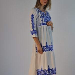 100% Egyptian cotton tunic dress applique white