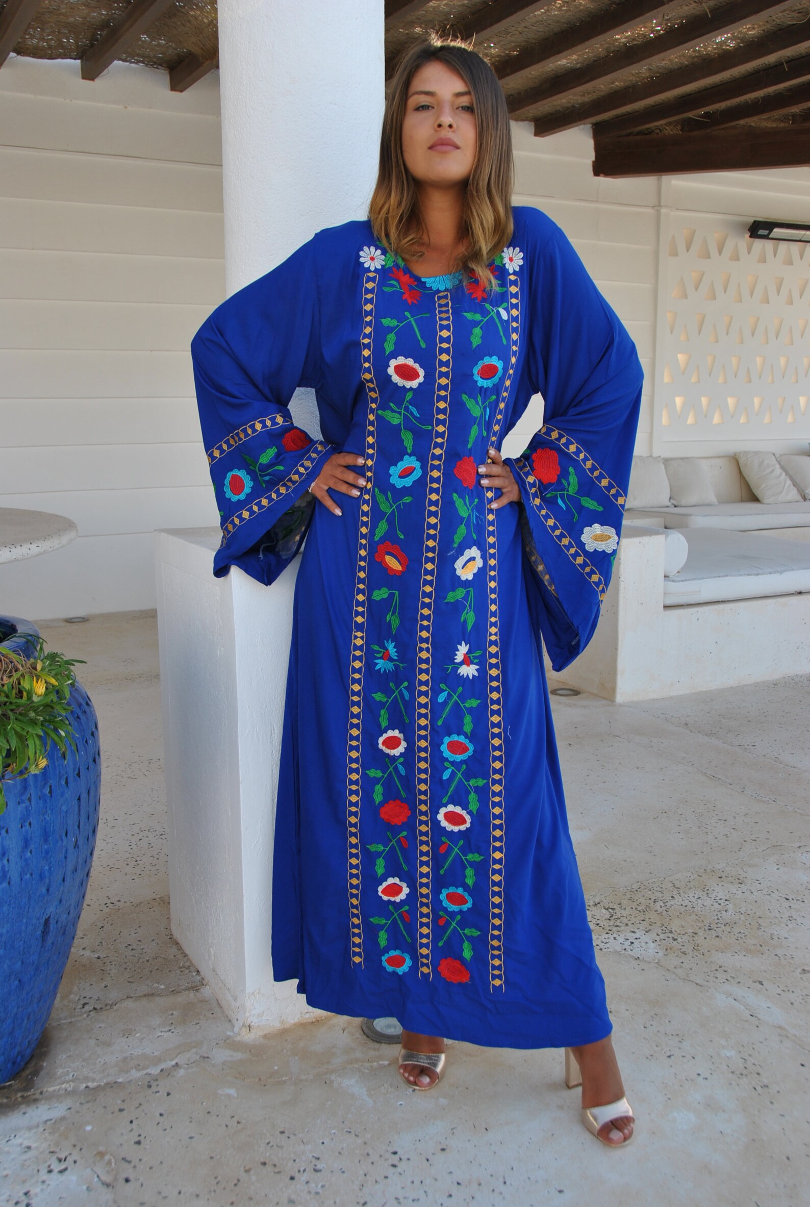 Vibrant Blue embroidered Kaftan embroidered kaftans for Etsy