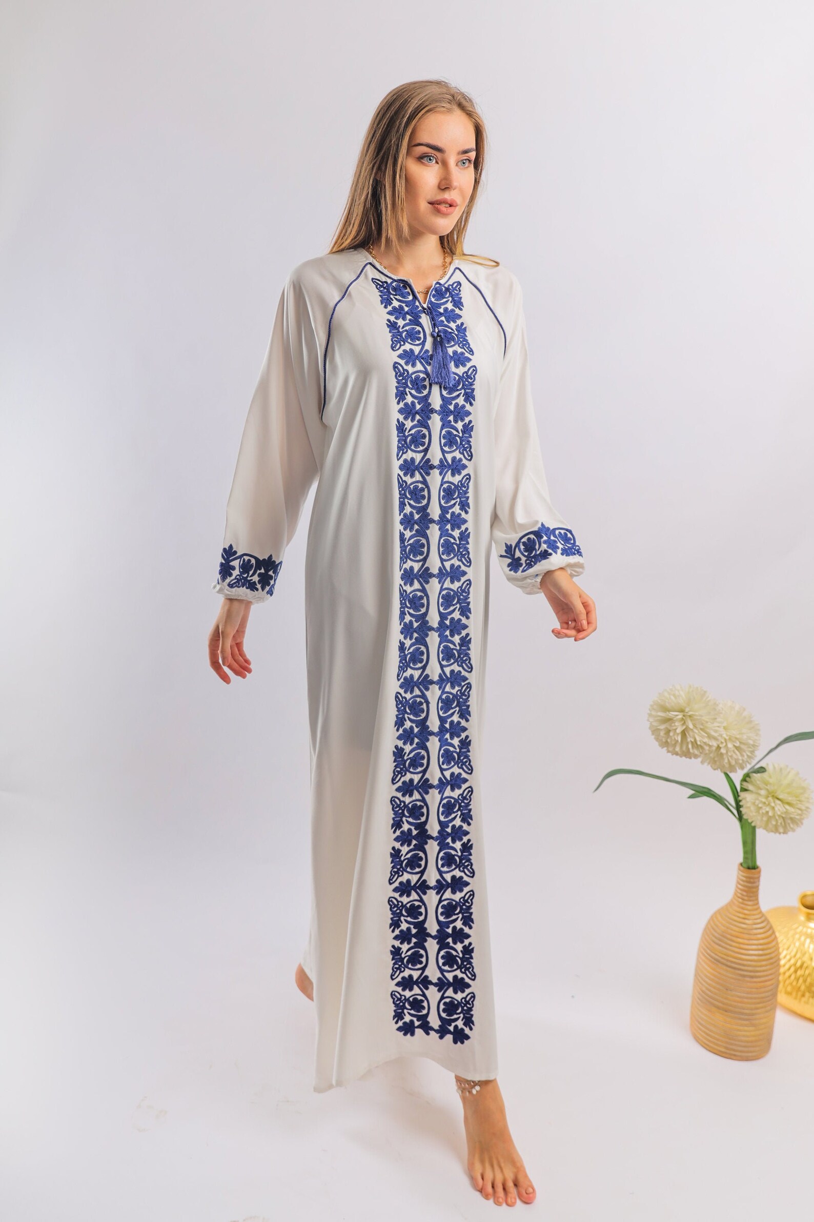 white cotton caftan