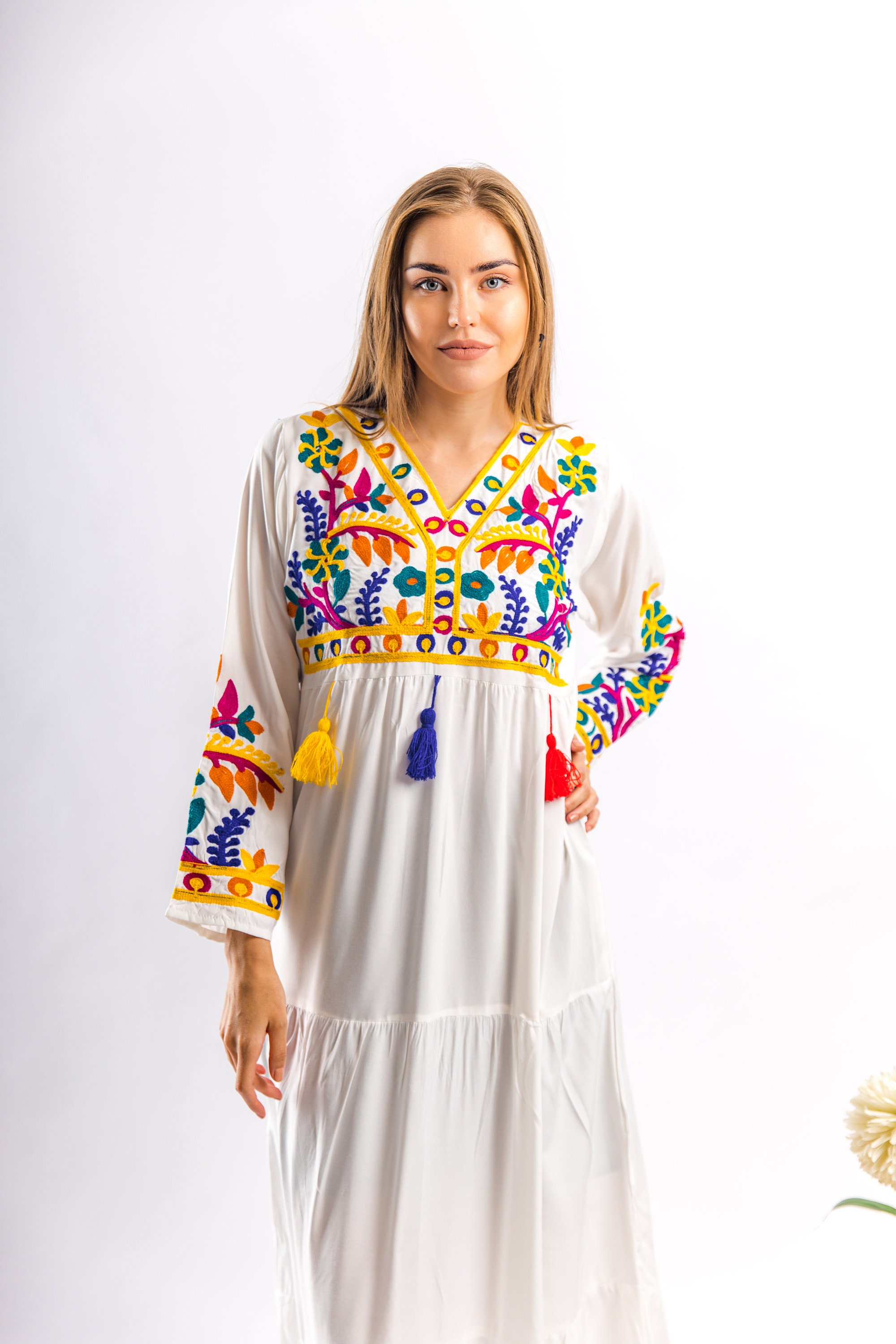 white cotton caftan