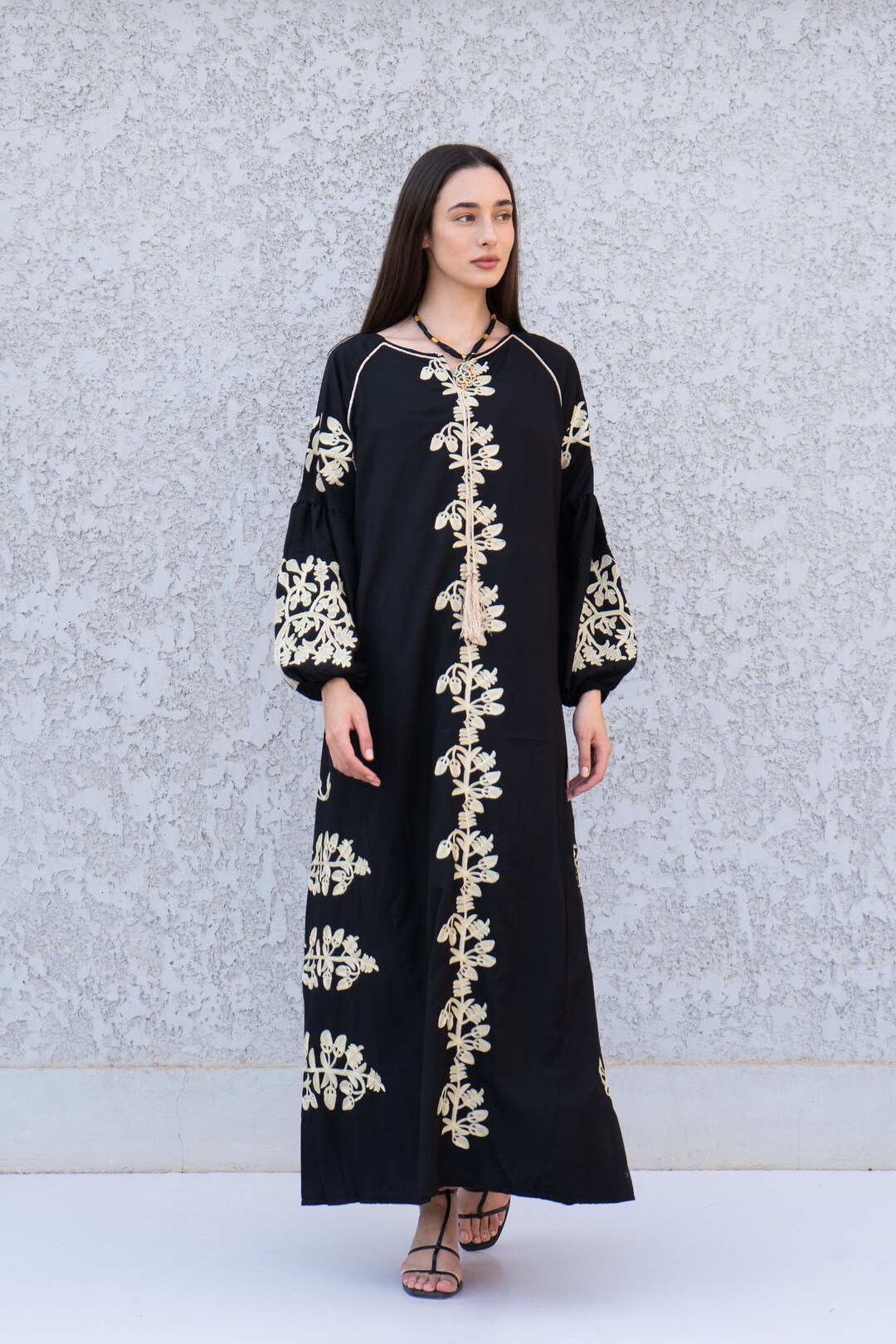 Just Like A Woman Embroidered Caftan Maxi Dress