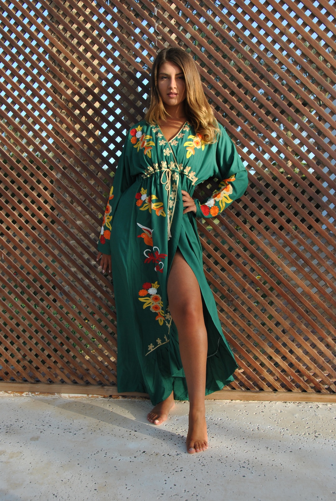 ワンピース Ameri ELFIN EMBROIDERY CAFTAN DRESS Ameri（アメリ）の「ELFIN EMBROIDERY CAFTAN DRESS（ワンピース