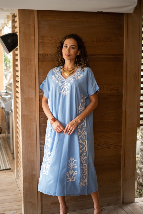 chinese dress ladies Embroidered Maxi Caftan Dress Online