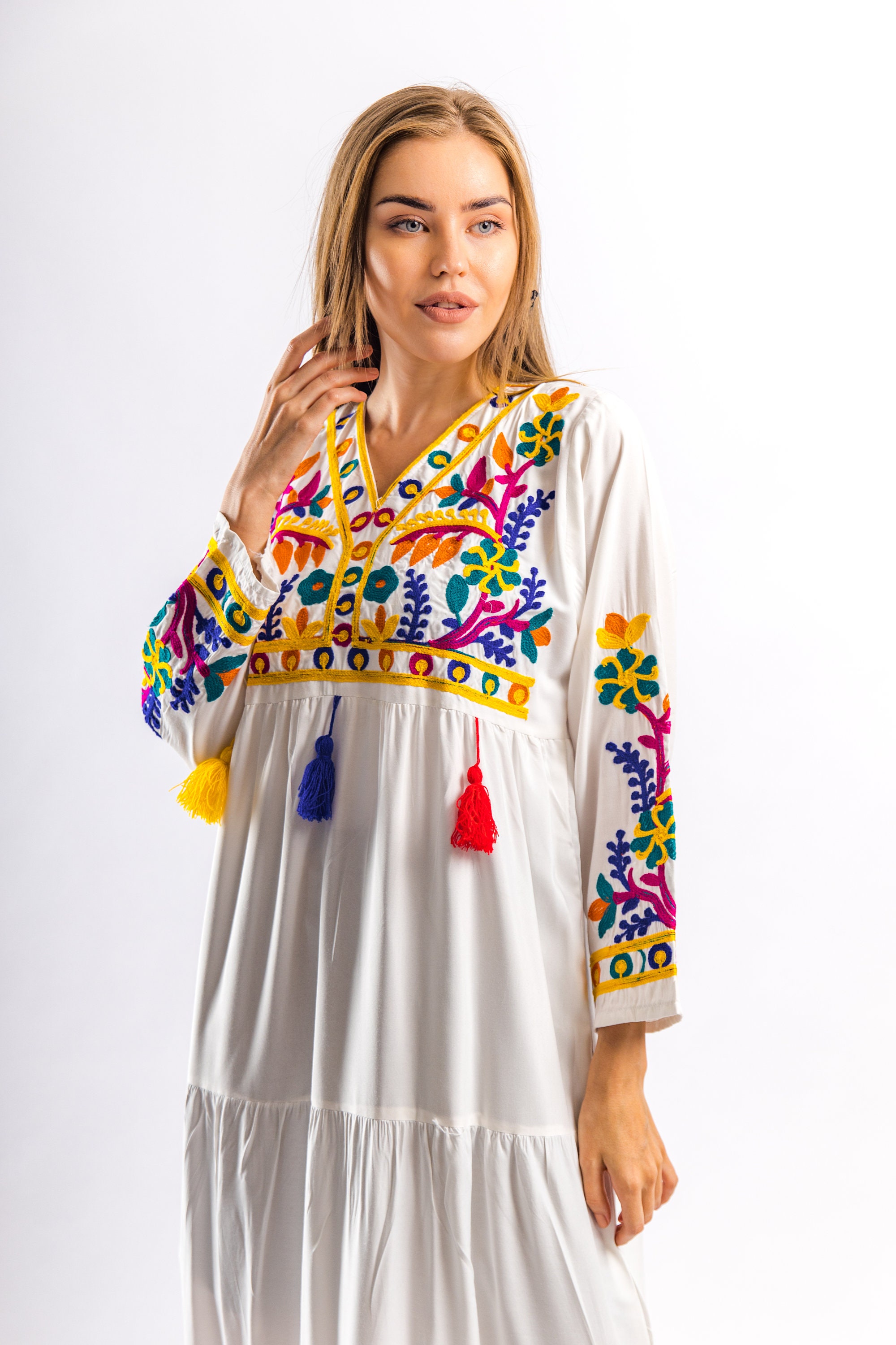 white cotton caftan