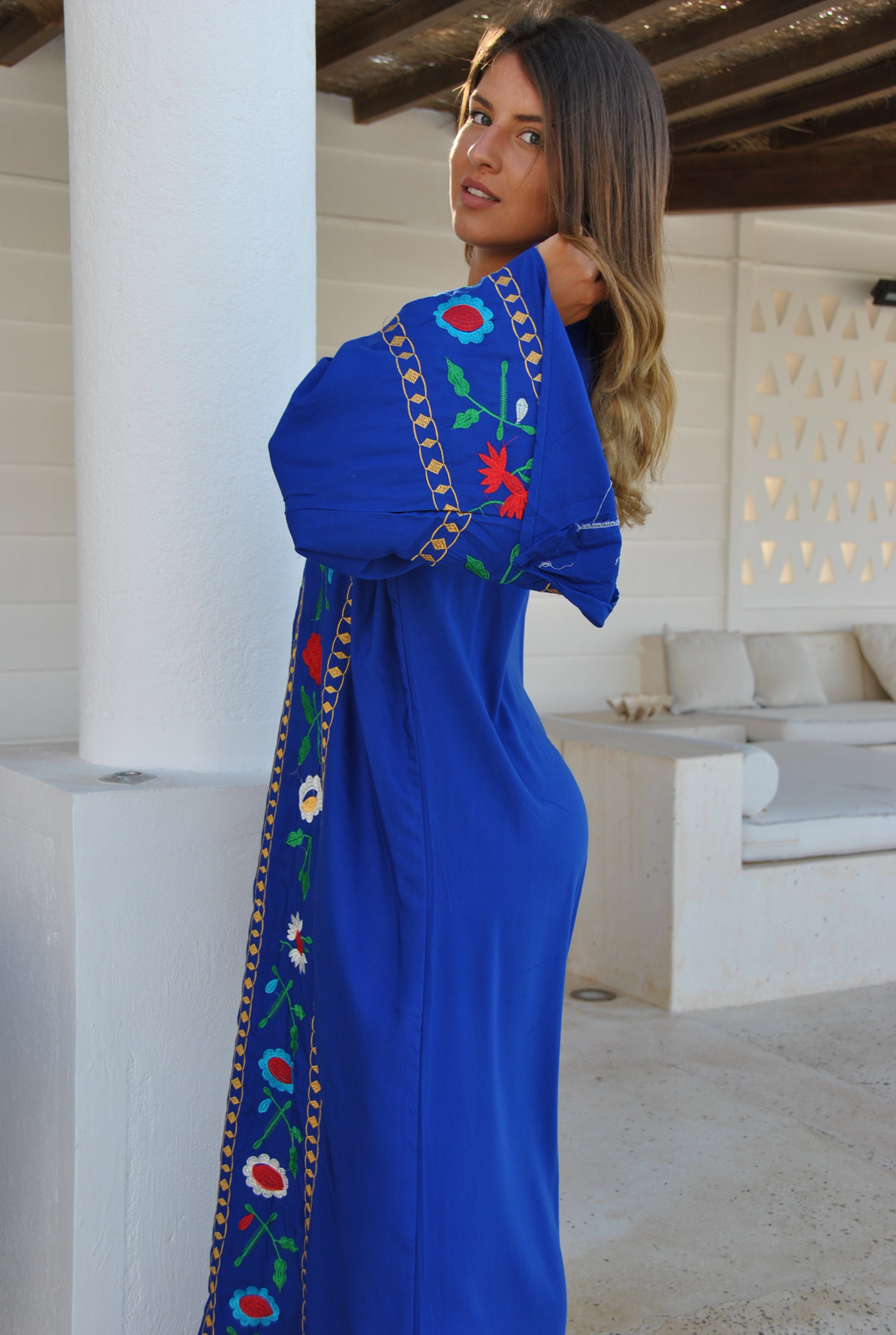Vibrant Blue embroidered Kaftan embroidered kaftans for Etsy