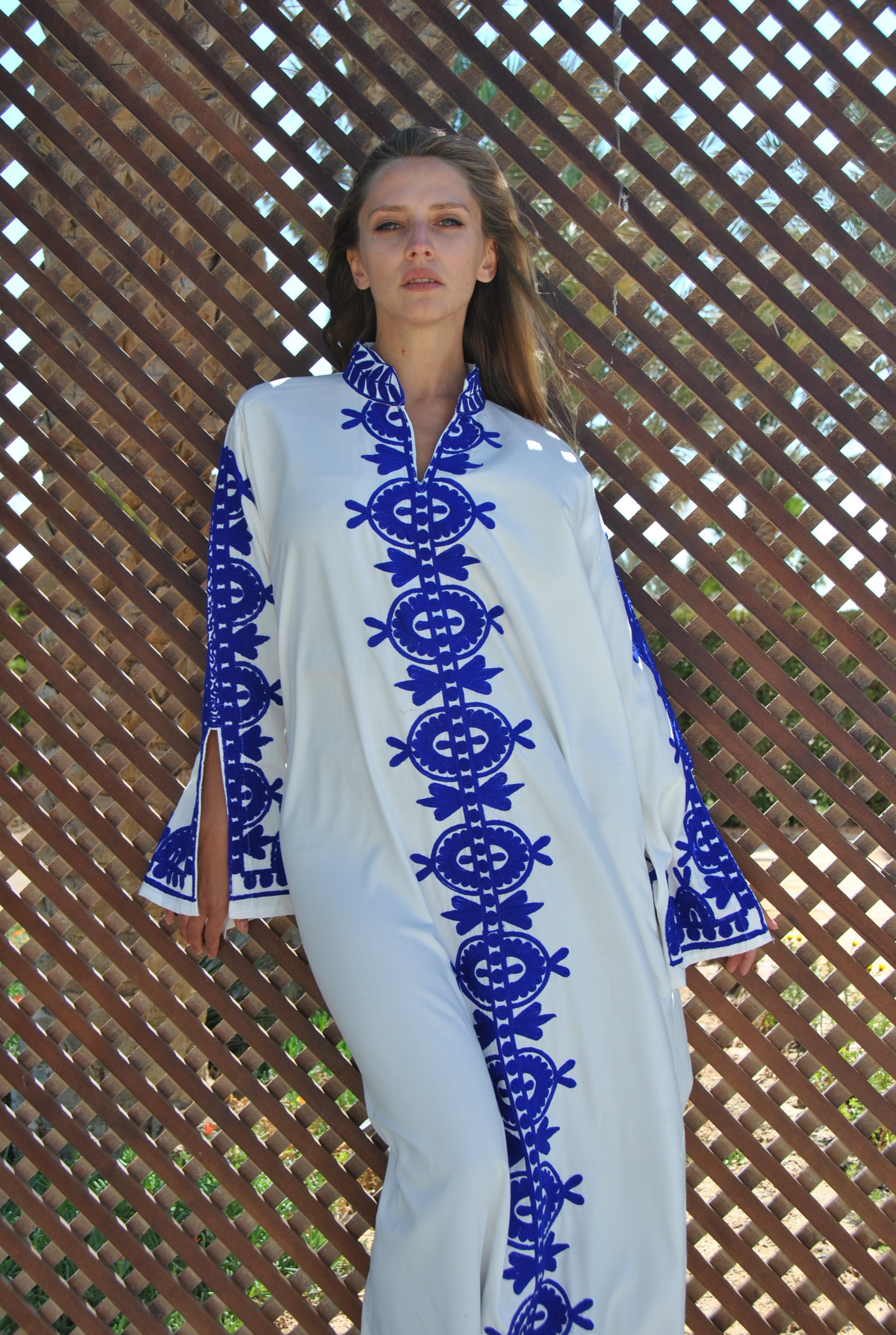 white cotton caftan