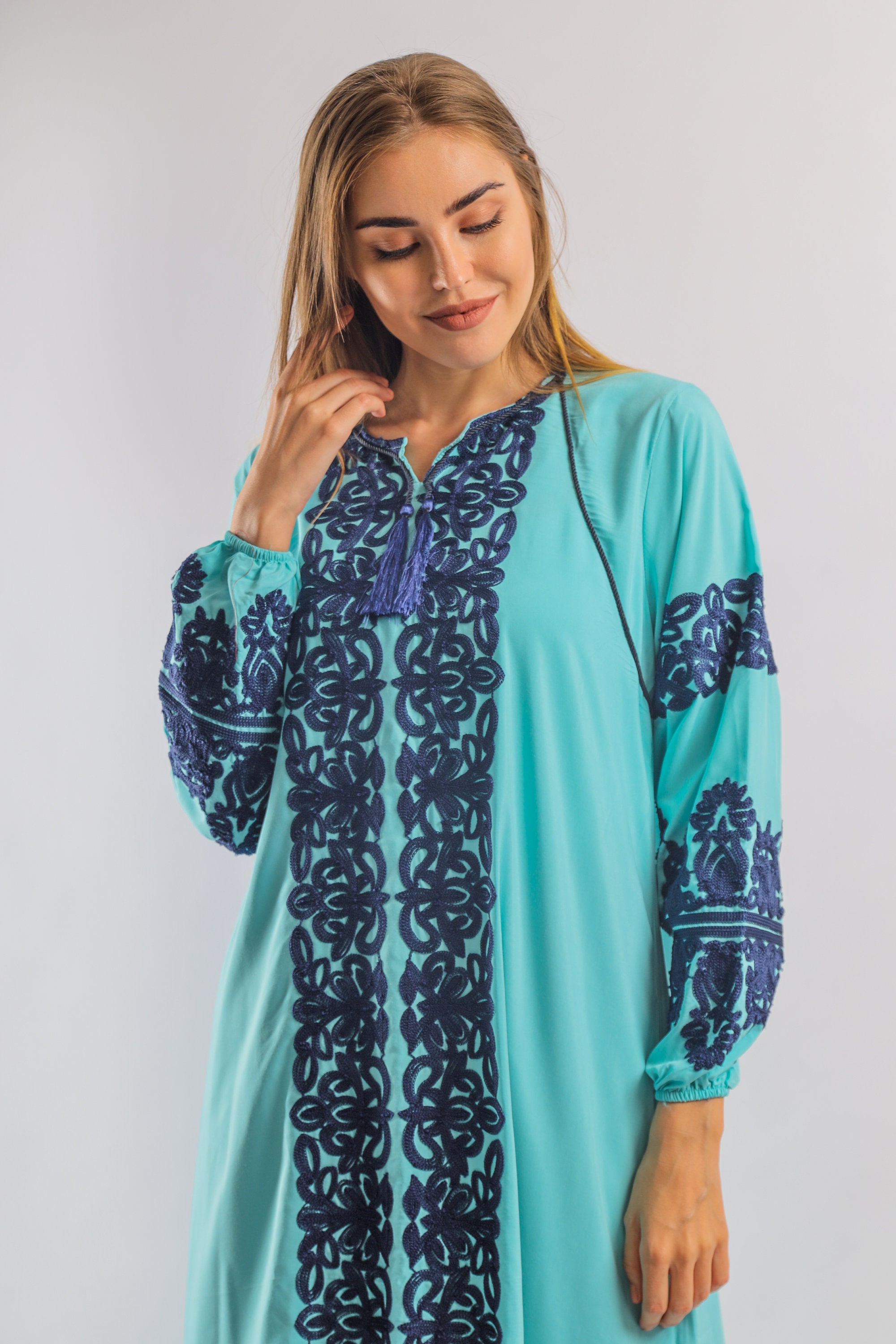 white cotton caftan