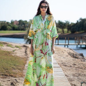 Beautiful Lime Green Cotton Caftan Maxi Dress, Caftans for Women, Kaftan  Boho Maxi Dress,bohemian Maxi Dress, Boho Summer Caftan - Etsy