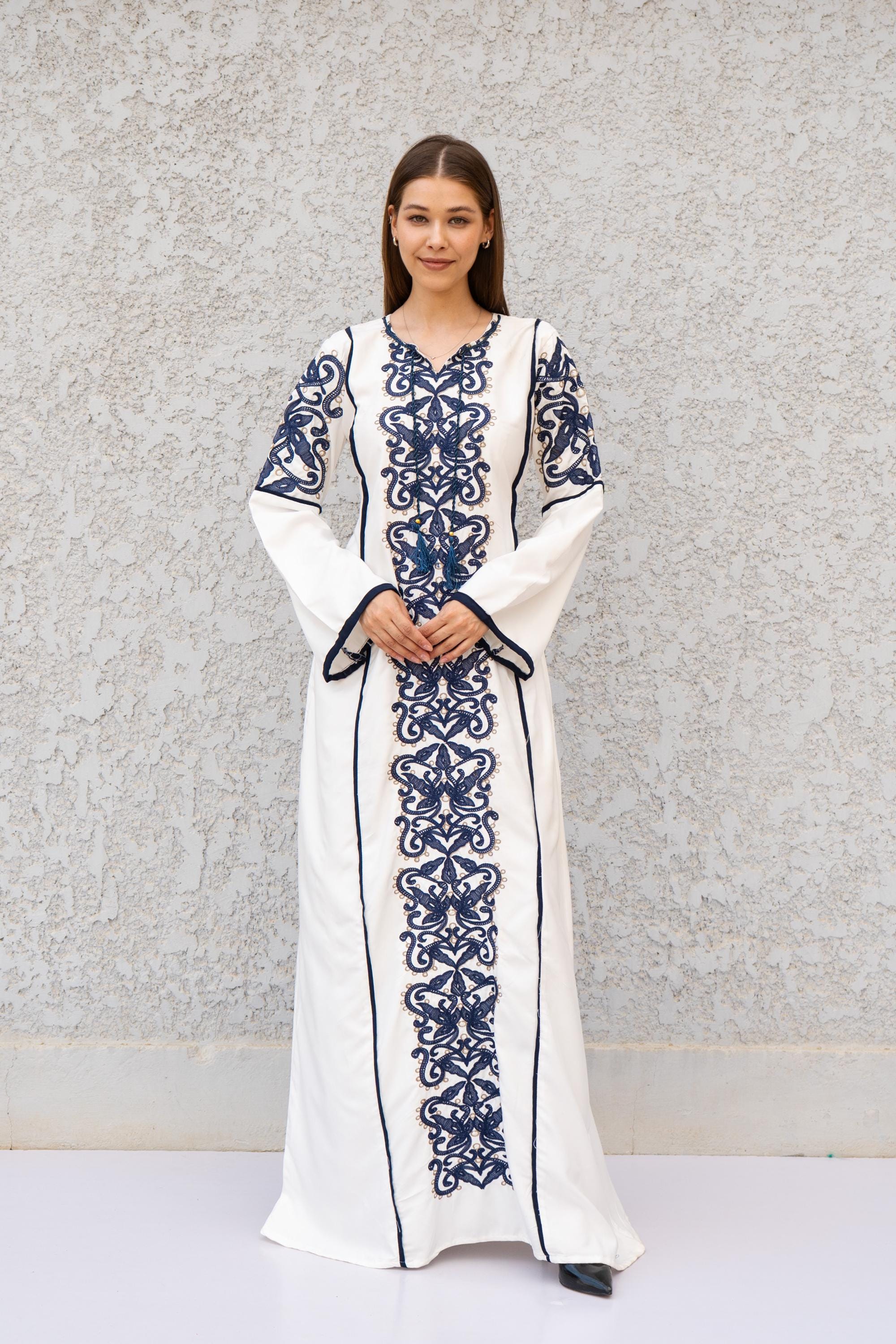 knee length dresses for ladies White Back Detailed V Neck Premium Linen Dress