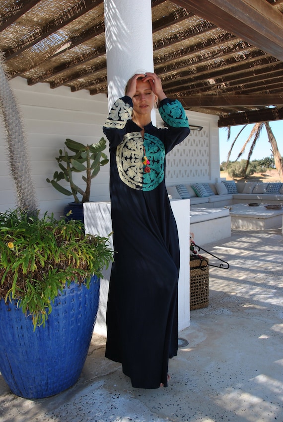 Navy blue caftan hot sale