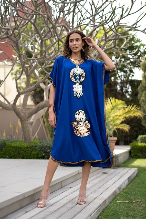 Beautiful Royal blue Summer Tunic caftan, Caftans for women, women's Kaftan, Free size Kaftan, Summer Kaftan, cotton Caftans