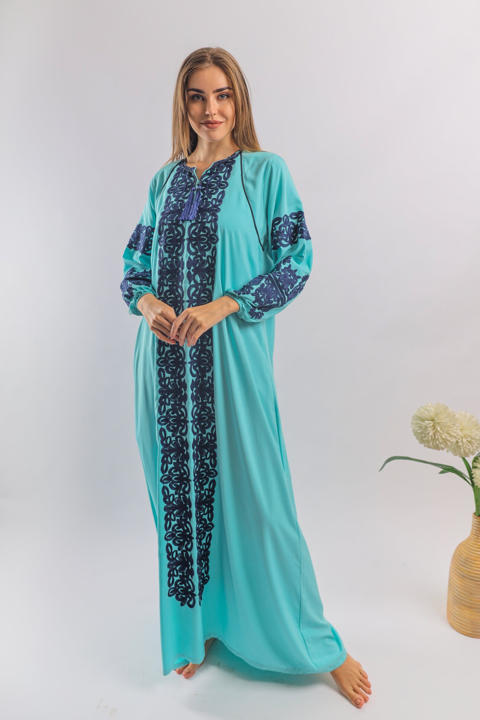 white cotton caftan