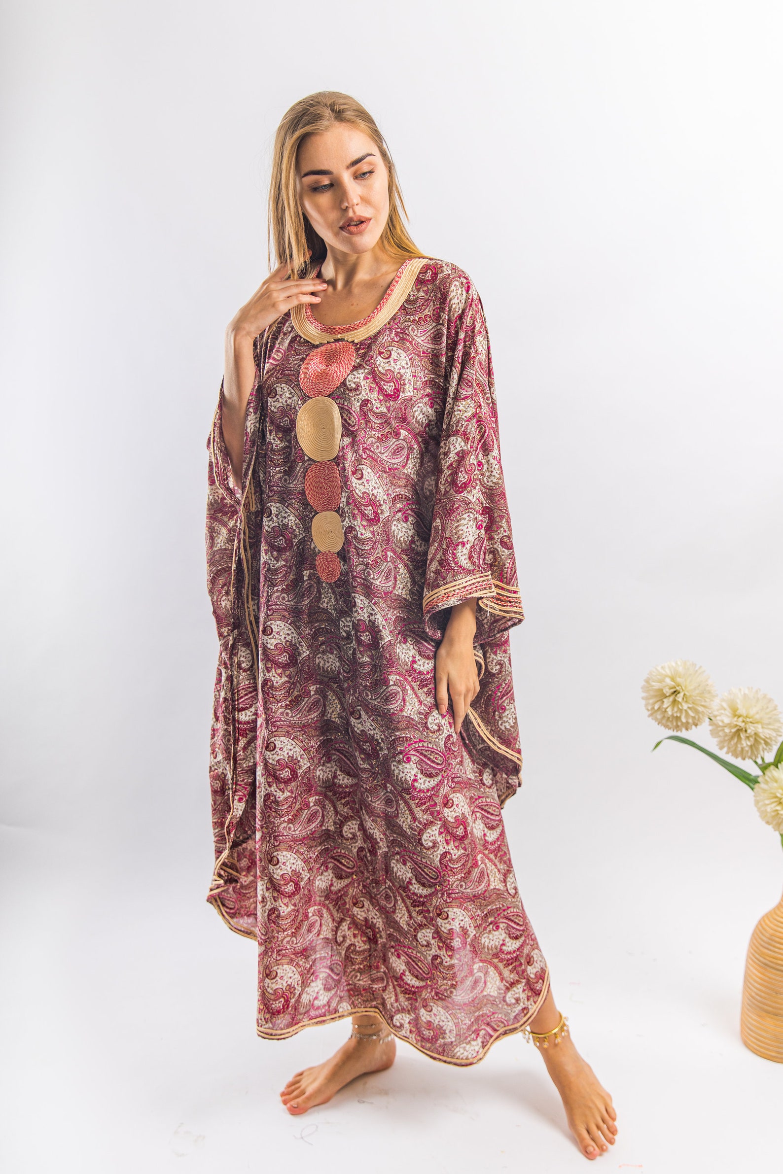 Luxurious Burgundy plus size caftan Butterfly caftan dress | Etsy
