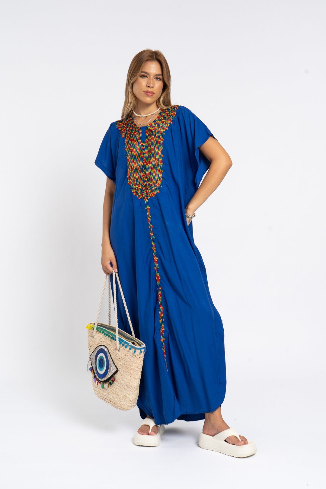 Blue kaftan and bootcut pants main image 1