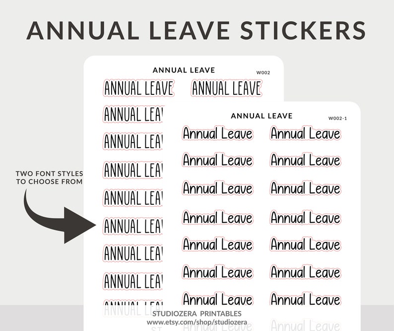 Annual Leave Word Stickers Icon Stickers Functional Etsy
