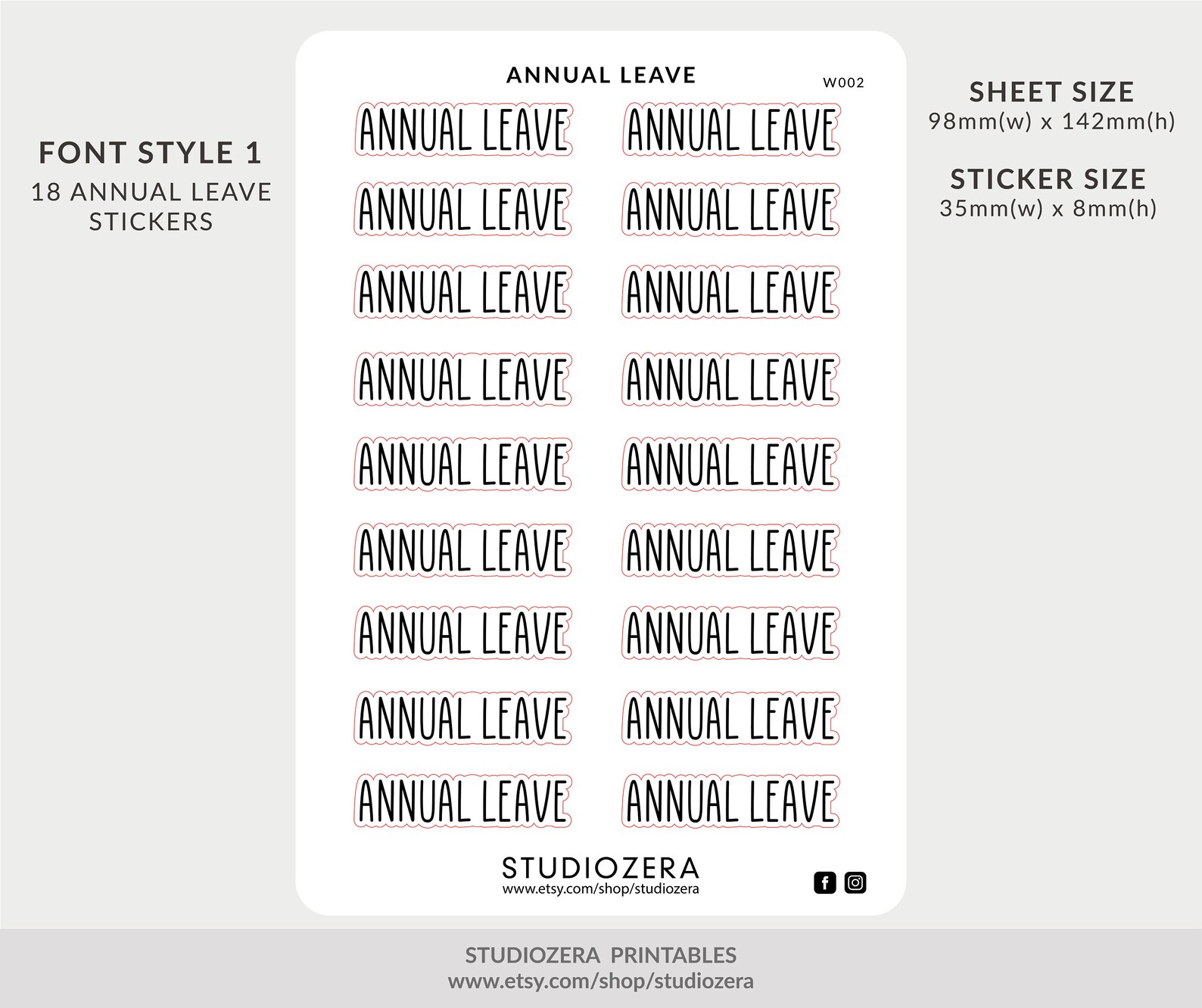 Annual Leave Word Stickers Icon Stickers Functional Etsy
