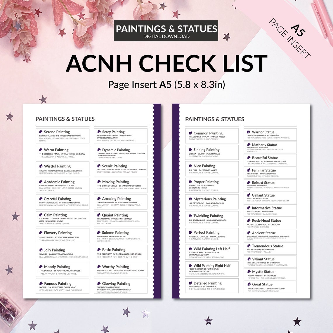 Digital Download A5 Animal Crossing New Horizons Paintings & Etsy